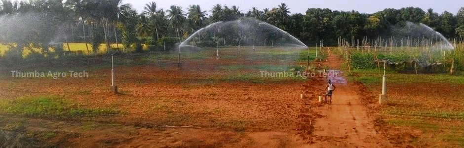 Permanent RainGun system for organic Super Napier dairy fodder cultivation, Tanjore, Tamil Nadu