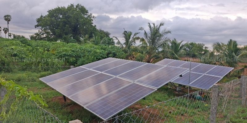 6.8 kW solar system powering Thumba Agro's natural farm with no grid connection