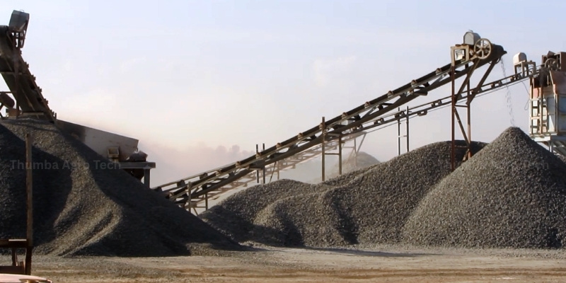 Thumba RainGun dust suppression system controlling road and stock yard dust at an industrial site
