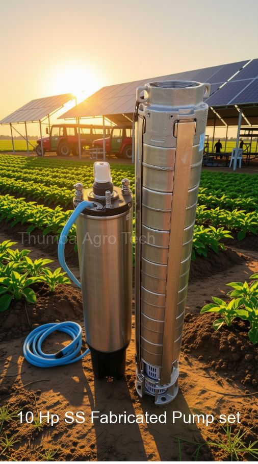 Thumba 10 HP stainless steel fabricated submersible pumpset — motor and pump