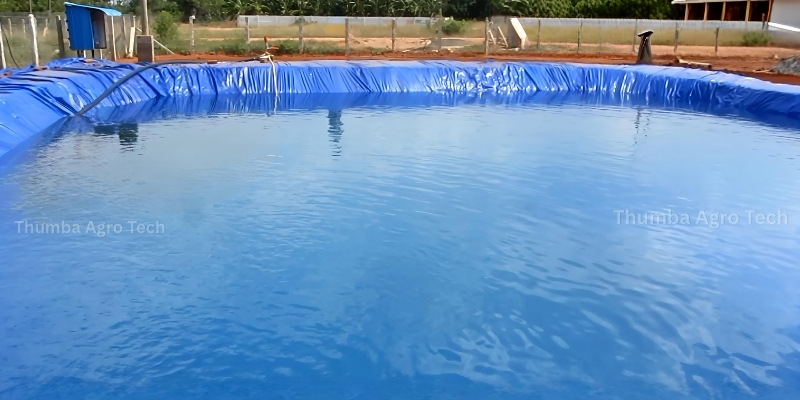 5 lakh litre water pond sheet installation by Thumba Agro Technologies