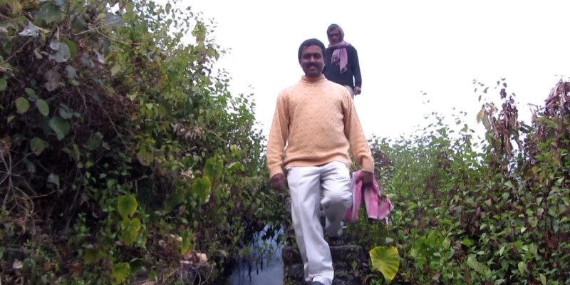 Thumba Agro team conducting on-site field study at Patkot, Uttarakhand — 3,400 km from Palani